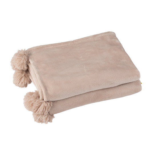 J-Line Plaid Pompom donkerbeige -