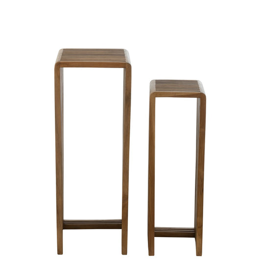 Bijzettafels Kubus Teak naturel - set van 2