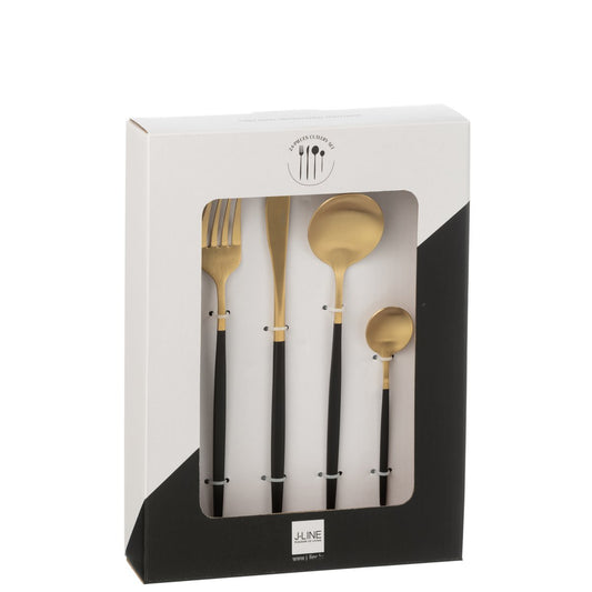 Bestekset Box A Roestvrijstaal Mat Goud + Zwart - 24 stuks