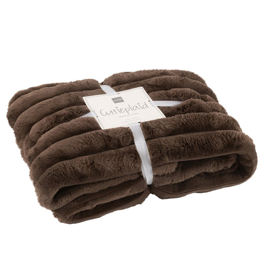 J-Line Plaid Large Corduroy Polyester Chocolade