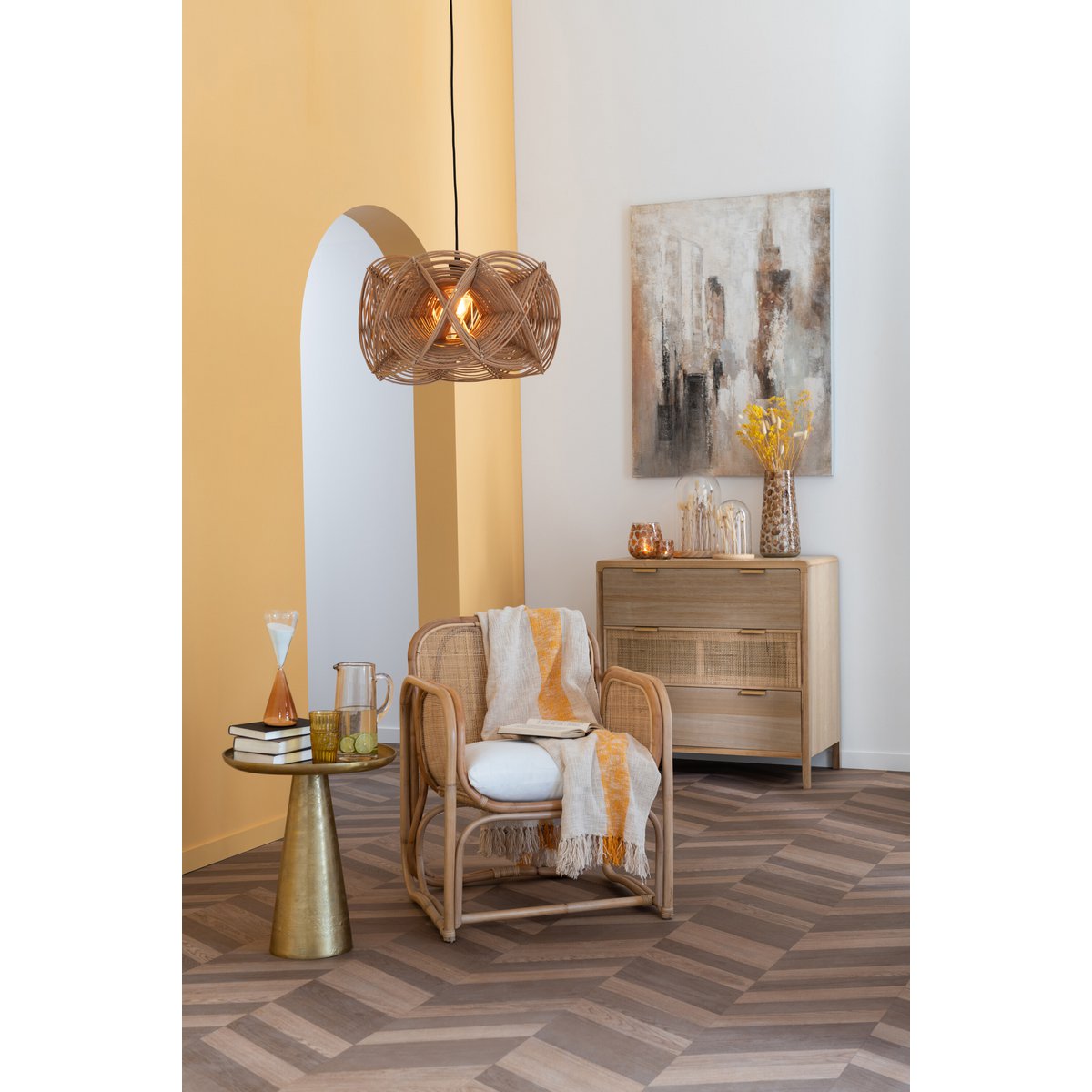 J-Line stoel + kussen Casablanca - jute - naturel