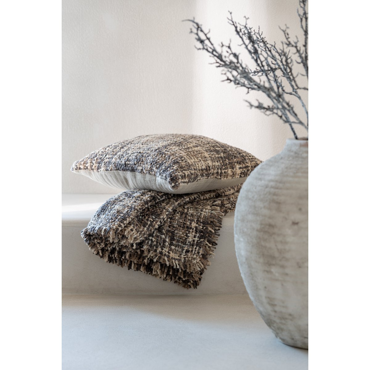 Plaid tweed bruin/beige - 180 x 130 cm