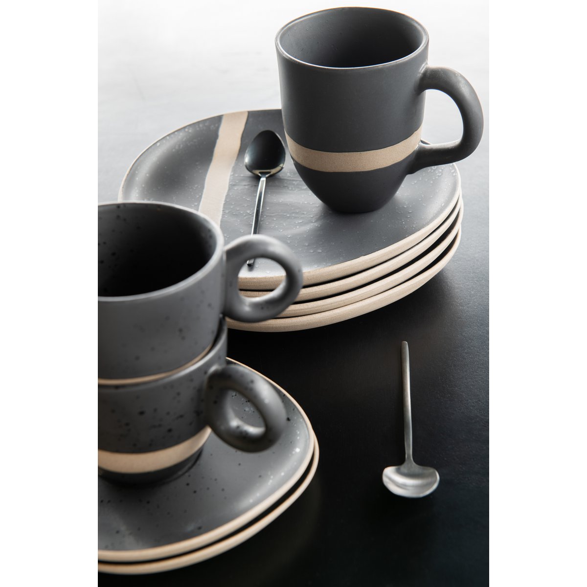 Bord Keramiek zwart/taupe small