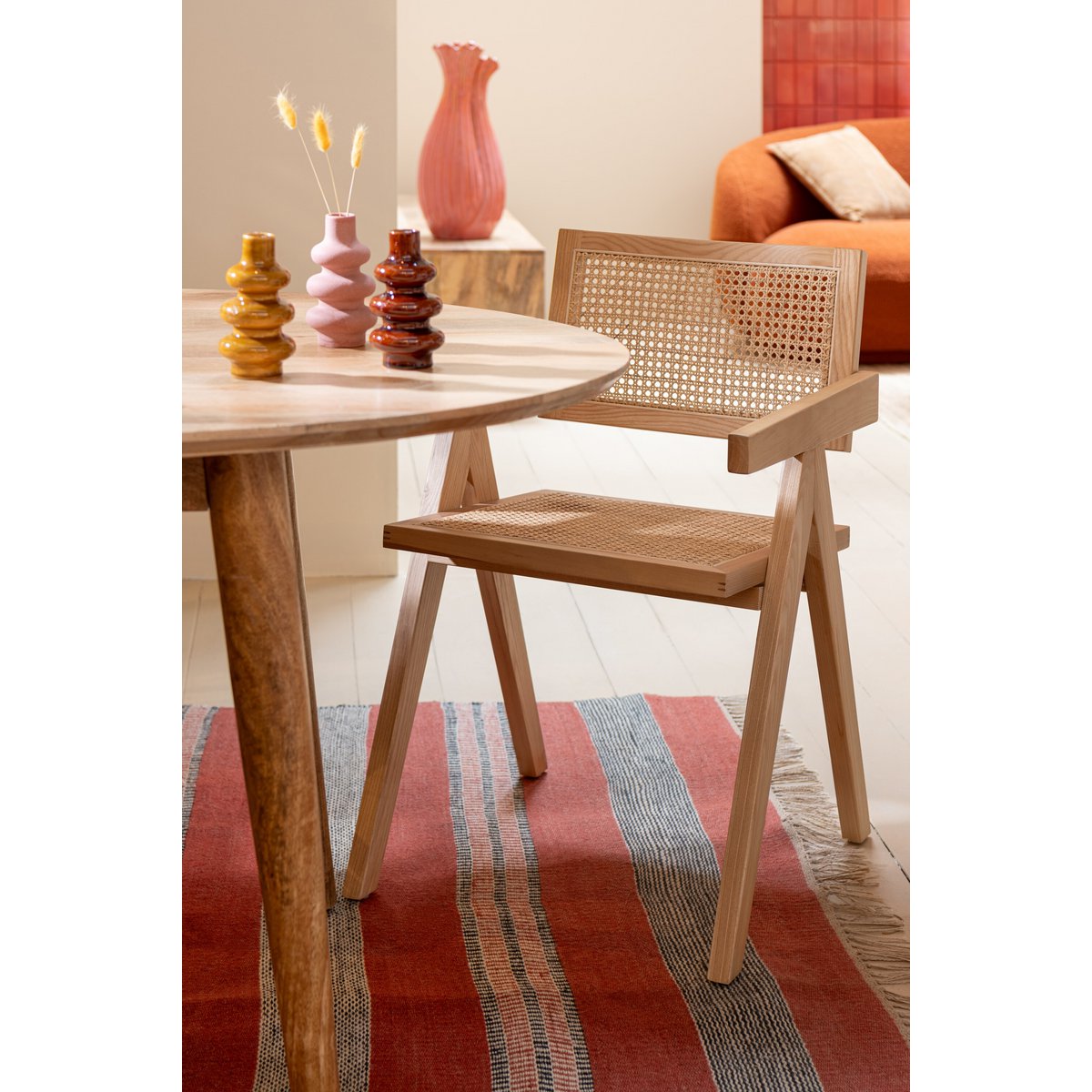 Rooster Stoel essenhout/rattan