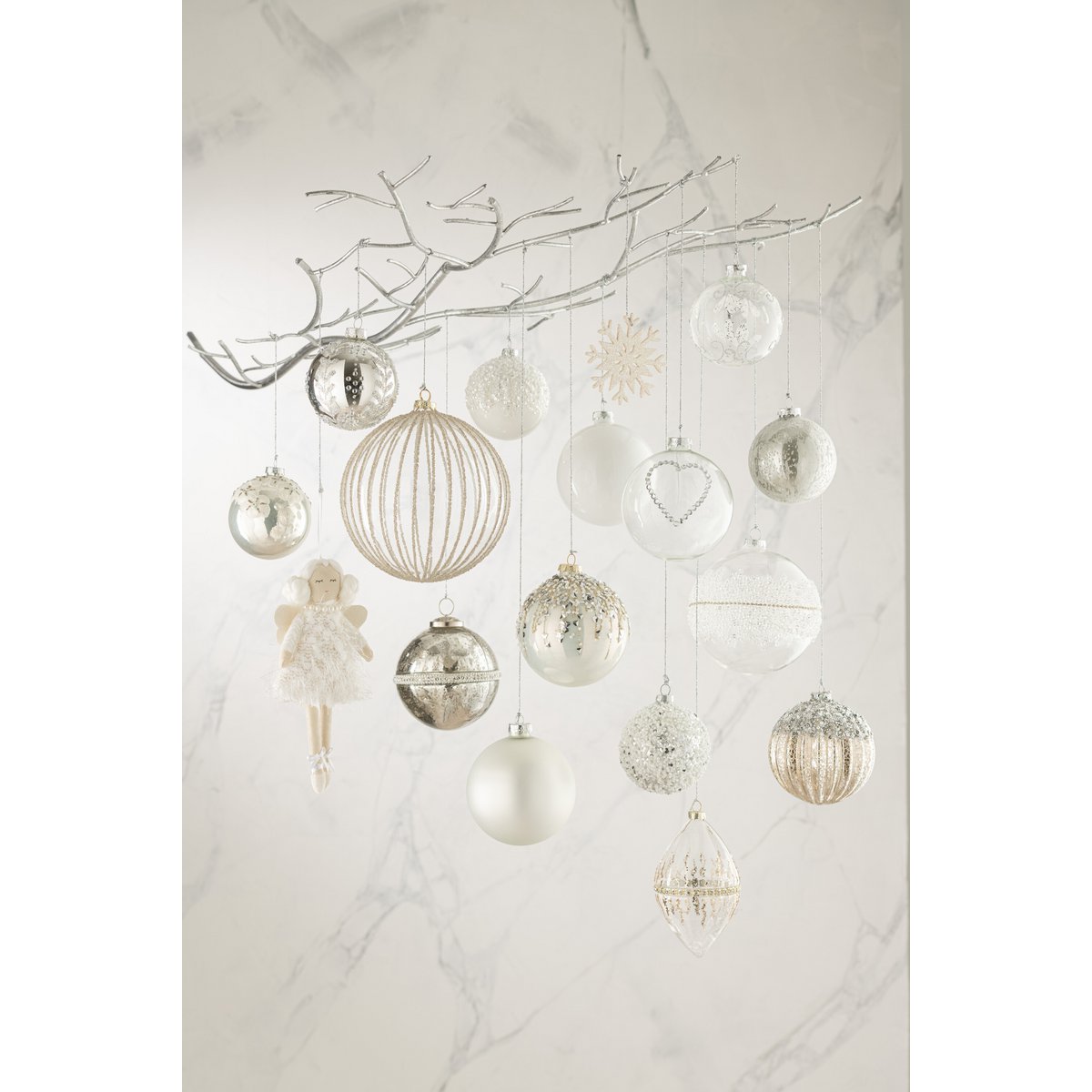 Set van 4 kerstballen Suikerdiamantlijn - large