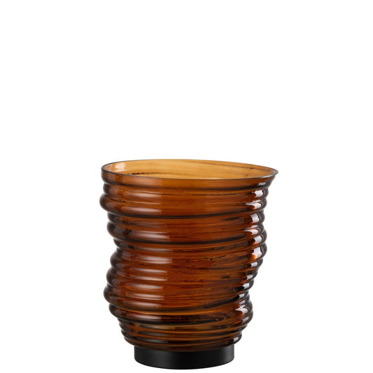 Vaas/ theelichthouder Tornado bruin small - Ø 16 cm