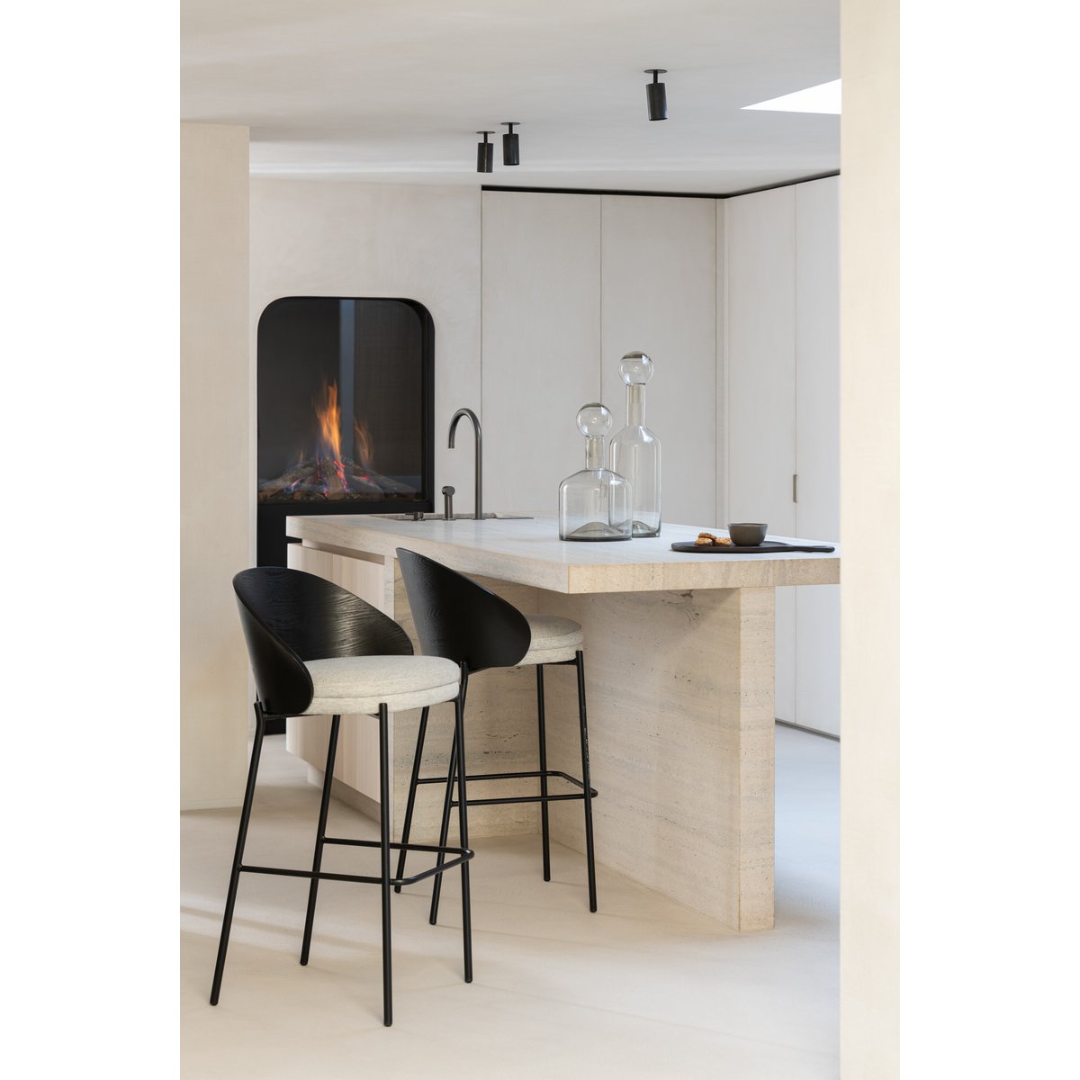 J-Line decoratie Fles Norma - glas - grijs - medium