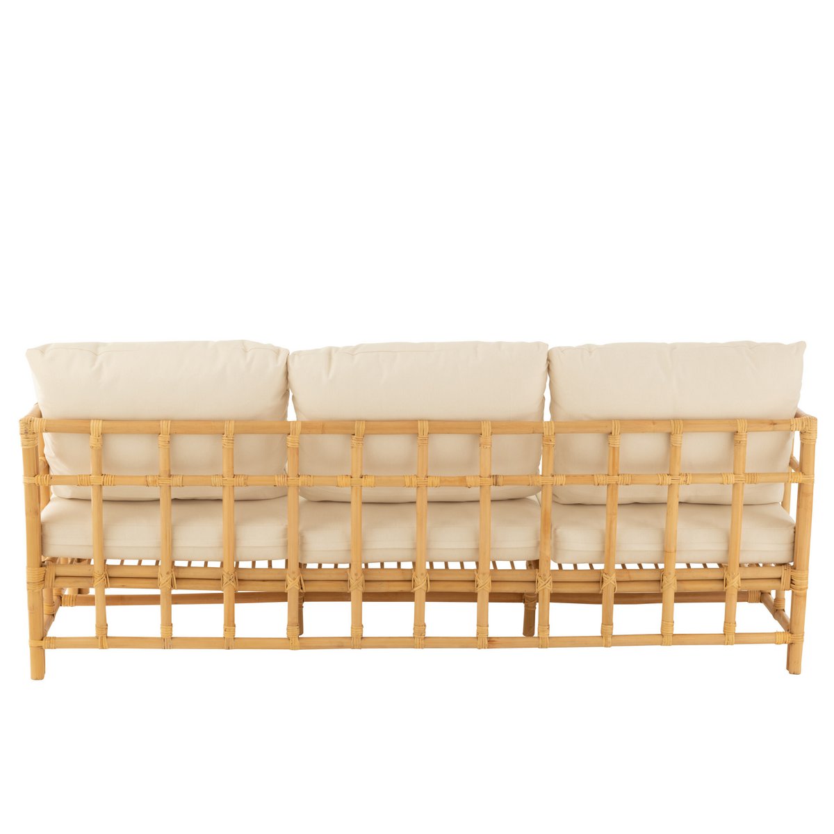 J-Line zetel Elise + kussen 3 Personen - rotan/textiel - naturel/wit