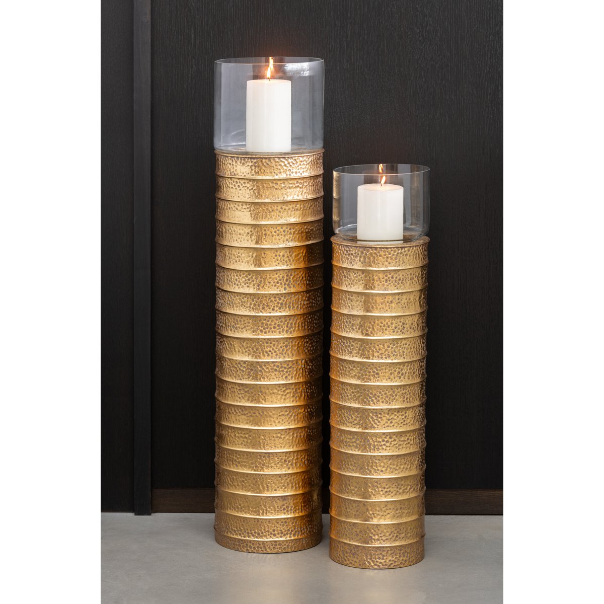J-Line Kaarshouder Zuil Metaal/Glas Goud Large