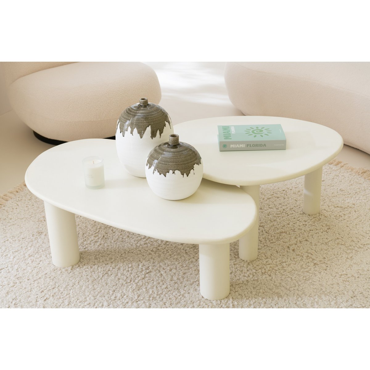 J-Line vaas Olea Fles - olijfgroen/wit - small - Ø 23 cm