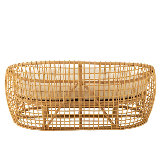 J-Line sofa Lise + kussen 2 Personen - rotan/textiel - naturel/wit