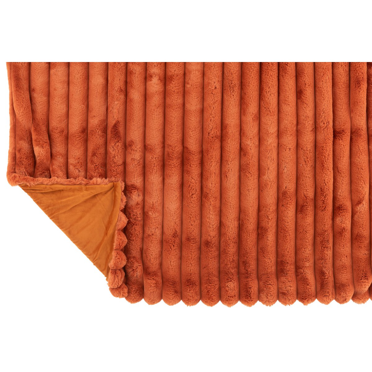 J-Line plaid Large Corduroy - polyester - roest - 180 x 130 cm