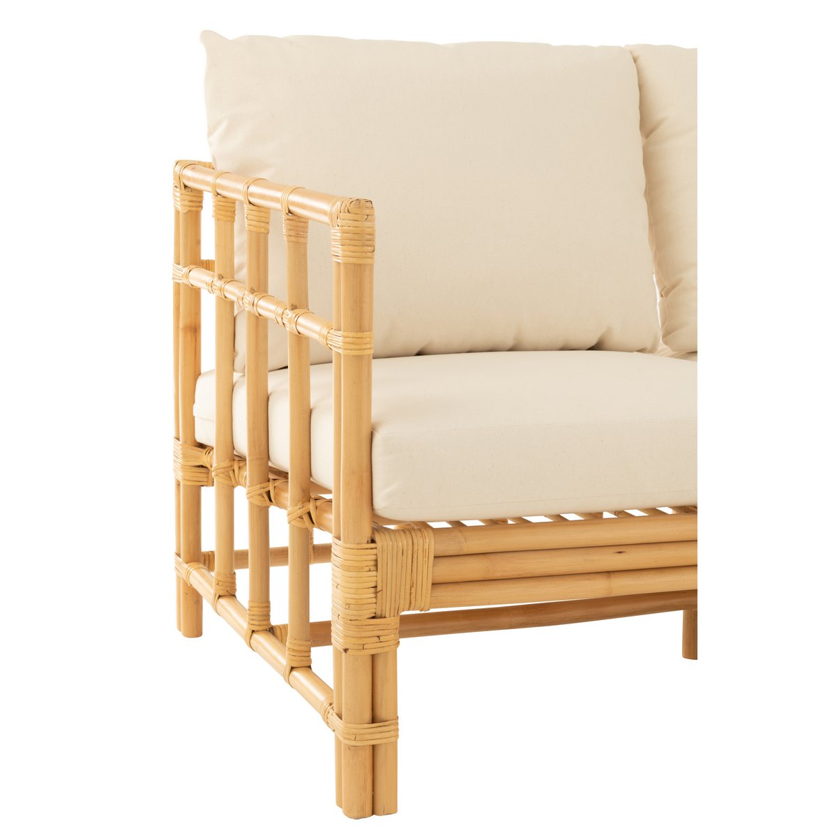 J-Line zetel Elise + kussen 3 Personen - rotan/textiel - naturel/wit