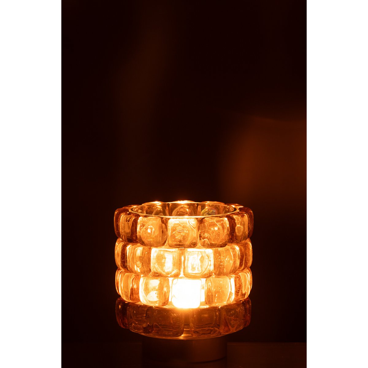 Theelichthouder Vierkant Mozaiek cognac small