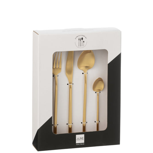 Bestekset Box C Roestvrij Staal Mat Goud 24 stuks