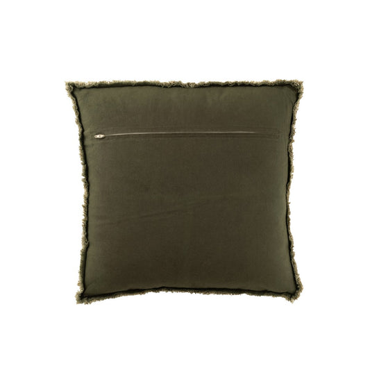 Kussen Gerafelde Randen donkergroen