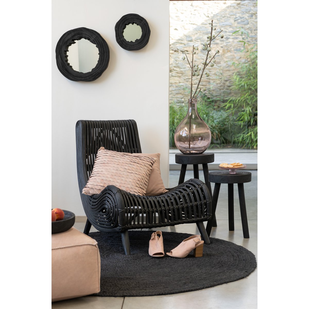 J-Line kussen Schub Vierkant - leer - roze
