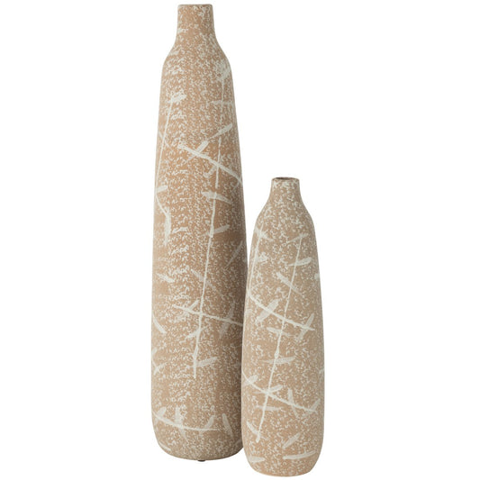 J-Line vaas Dune Smal - keramiek - beige/wit - large - 69.5 cm hoog