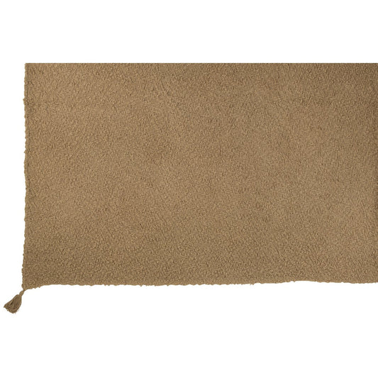 J-Line Plaid kwasten - katoen - donkerbeige - 180 x 130 cm