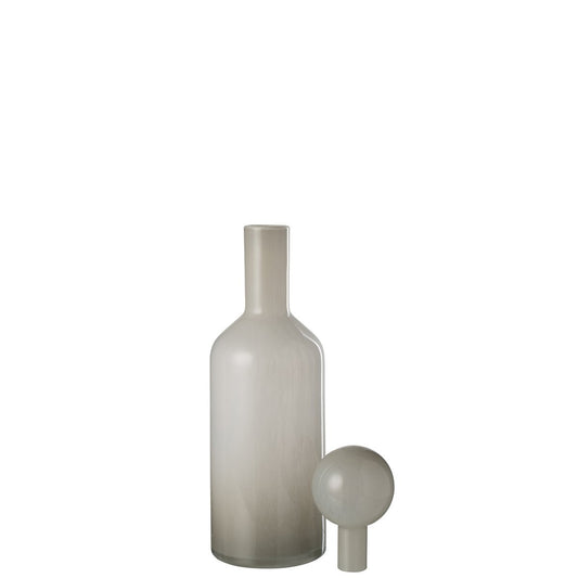 J-Line vaas fles + stop Effen - glas - wit - small