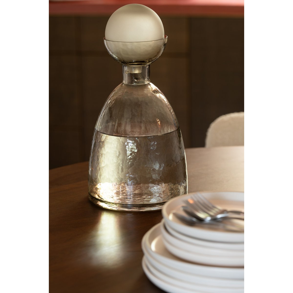 J-Line vaas Fles + Dop Yara - glas - grijs - small - Ø 20 cm