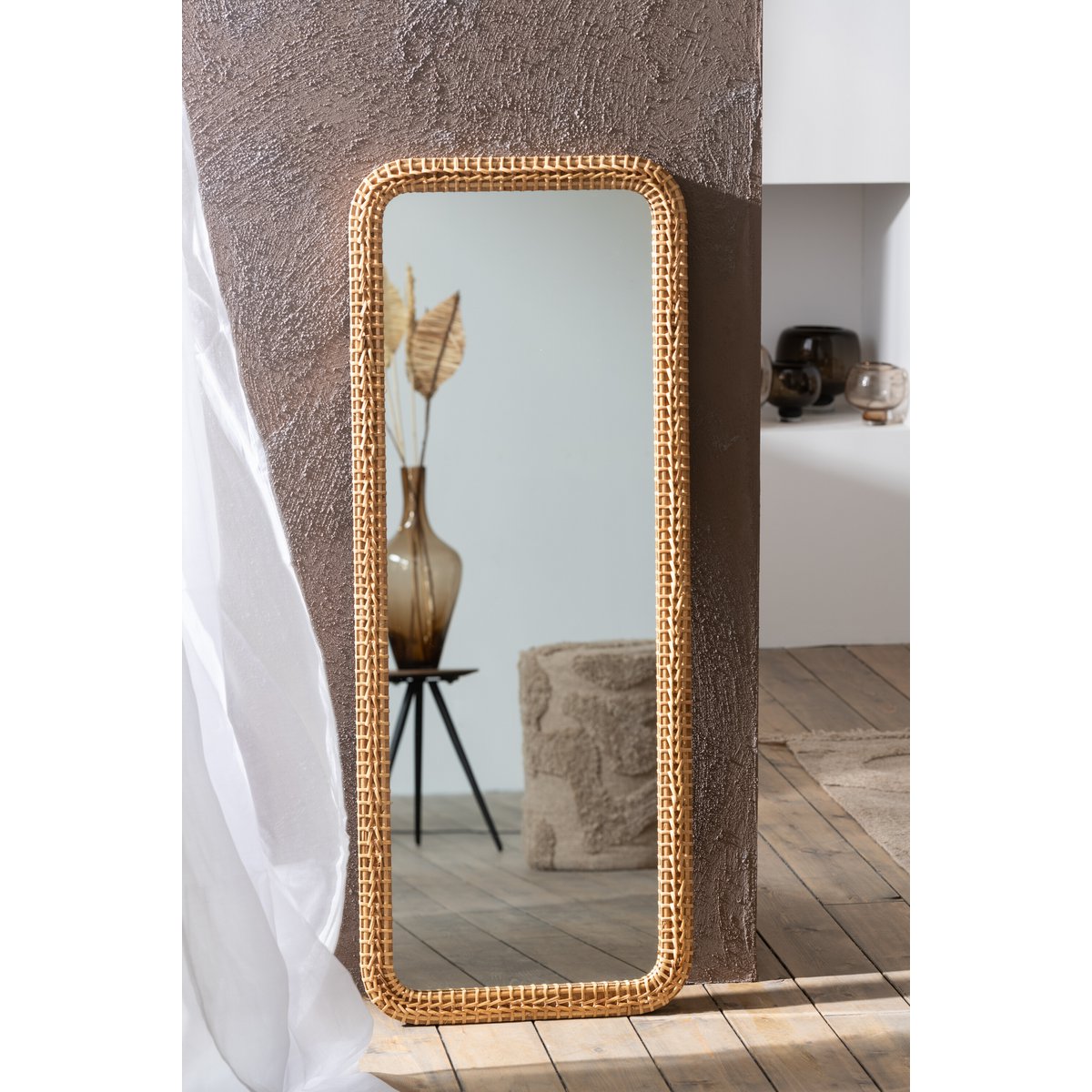 J-Line spiegel Rechthoek - spar/glas - natruel - 48 x 122.5 cm