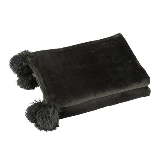 J-Line plaid Pompom zwart