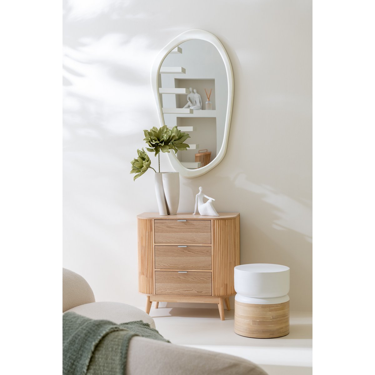 J-Line kast Rond - dennenhout - naturel - large