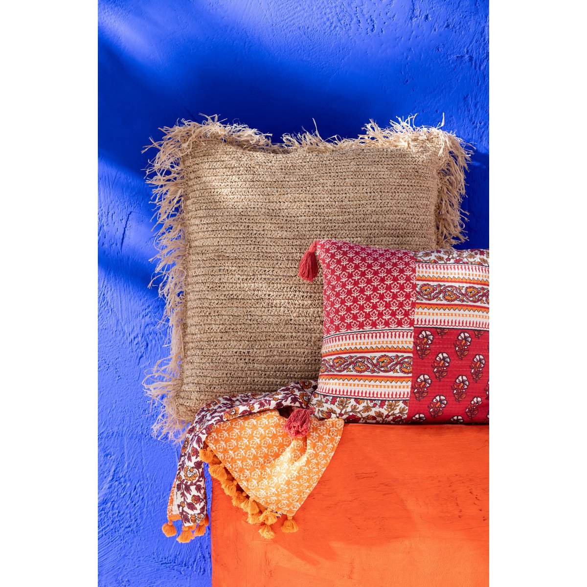 J-Line kussen Vierkant - jute - naturel - large