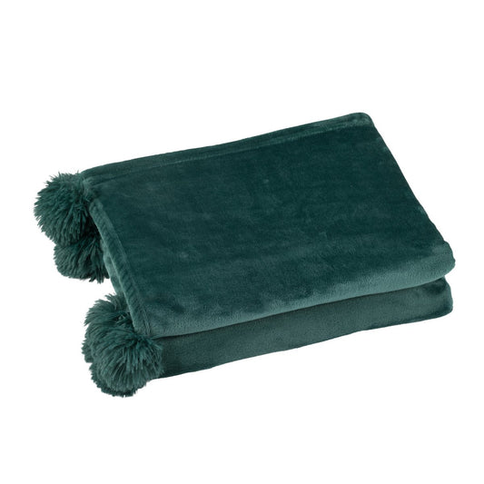 J-Line plaid Pompom donkergroen