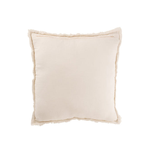 Kussen Gerafelde Randen wit