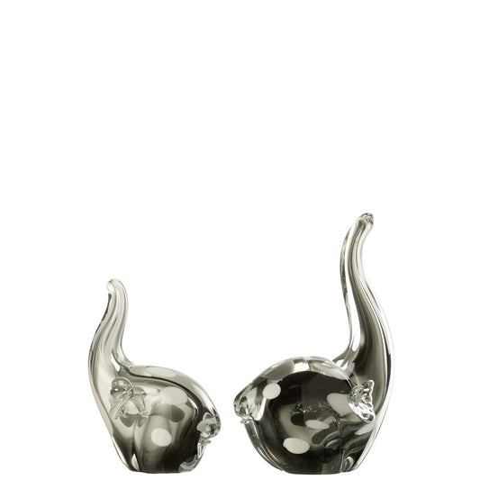 J-Line Olifant Glas Transparant/Zwart Large