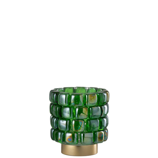 Theelichthouder Vierkant Mozaiek Glas Groen Small