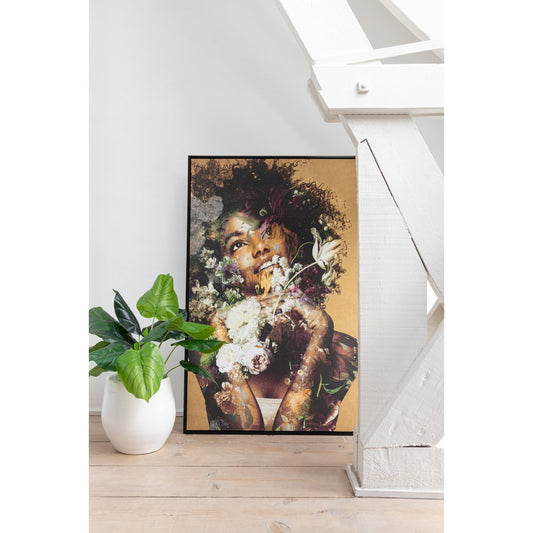 Canvas Vrouw met Bloemen