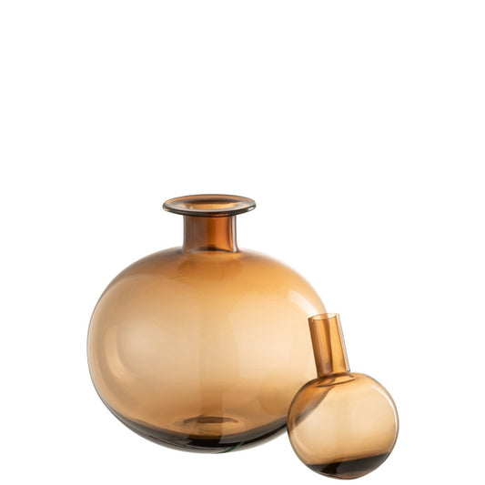 J-Line decoratie Fles + Stop Effen Rond - glas - bruin