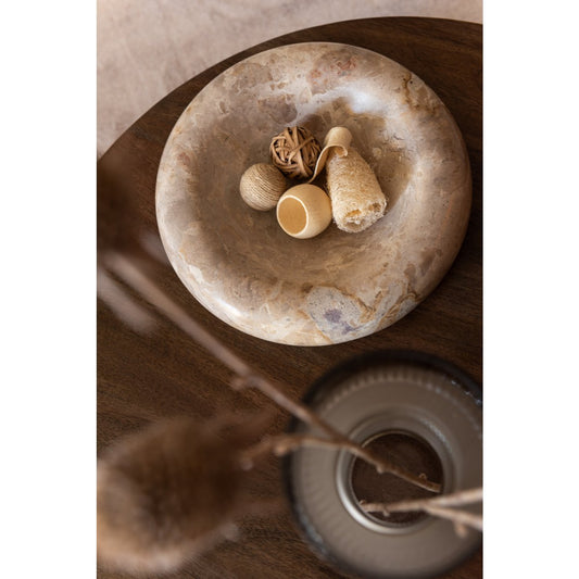 J-Line kom Rond Laag Marmer - steen - beige - large