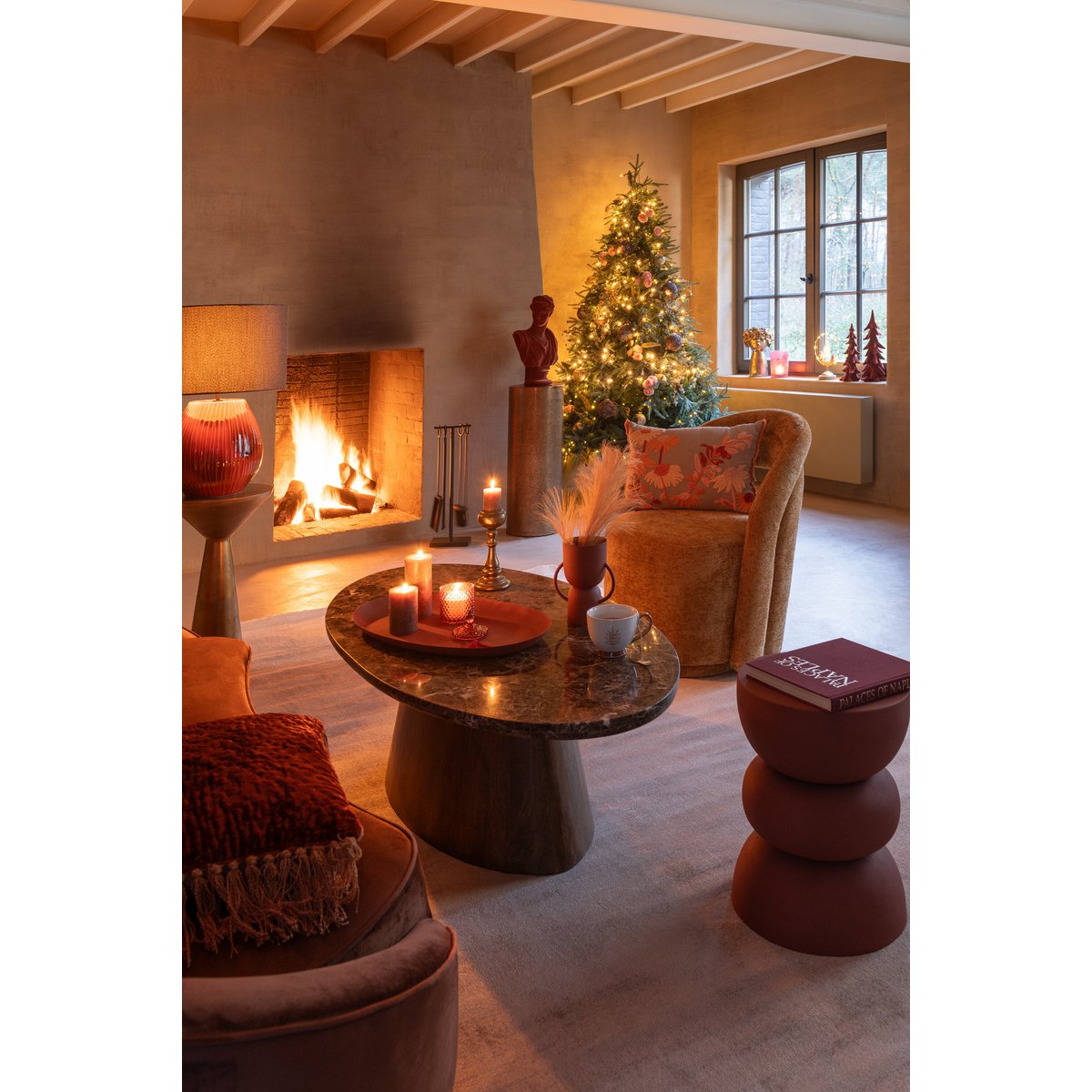 J-Line Couchtisch Oval - Marmor/Mangoholz - Braun