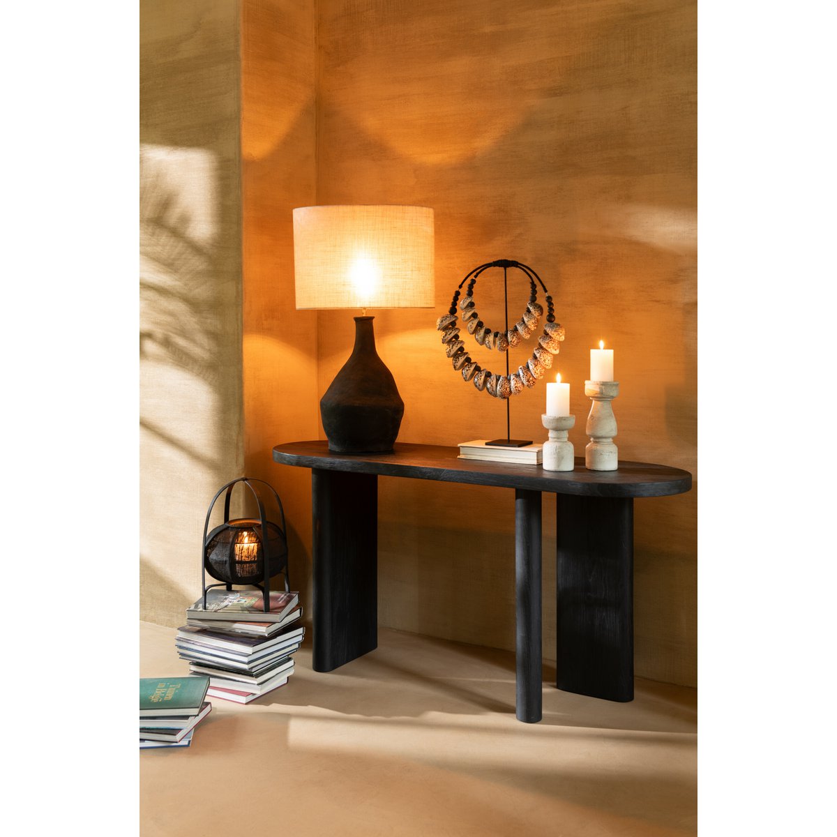 Sidetable Teak zwart