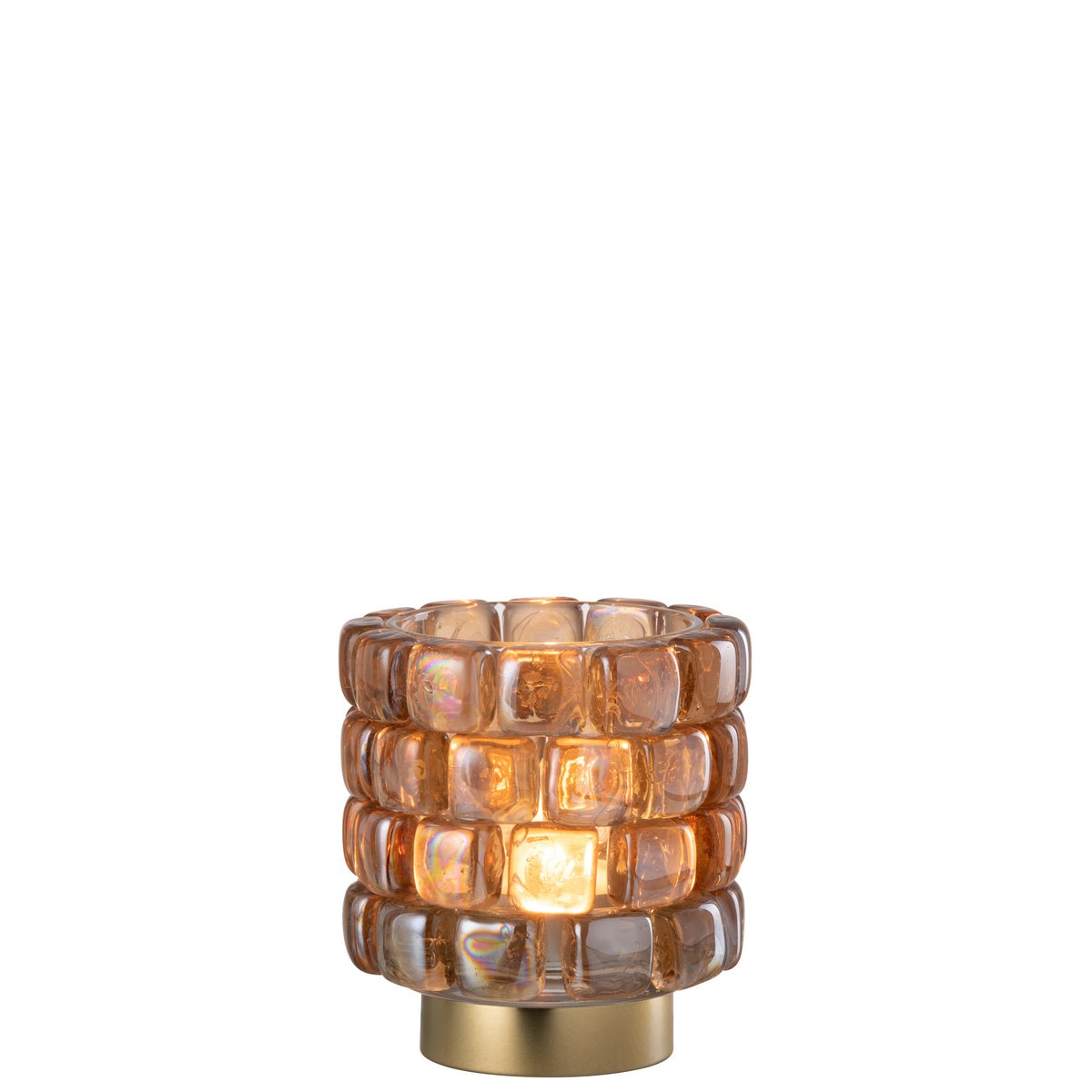 Theelichthouder Vierkant Mozaiek cognac small