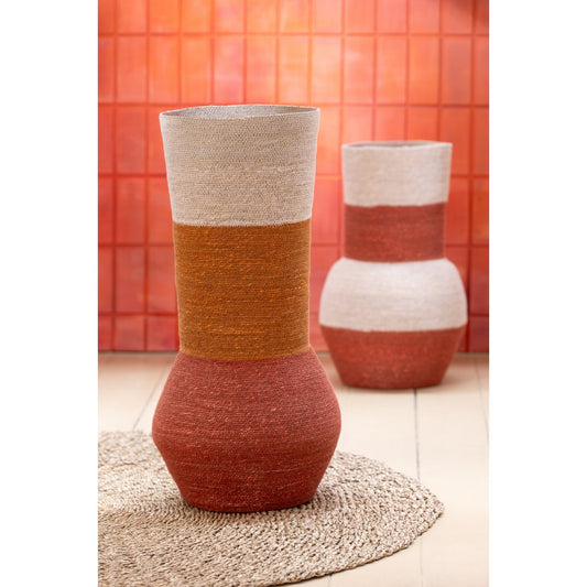 Vaas Strepen zeegras naturel/terracotta