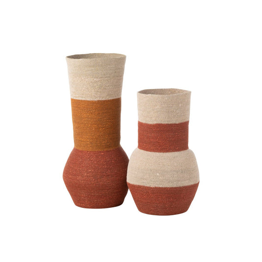 Vaas Strepen naturel/roest - 68 cm