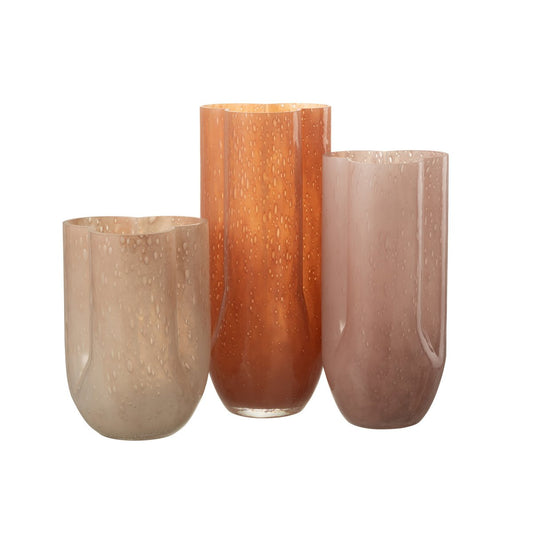 J-Line vaas Trikkie - glas - koraal - 34.5 cm hoog