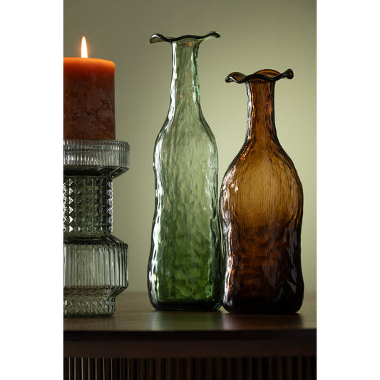 J-Line vaas openbloeien - glas - bruin - medium - 33 cm hoog