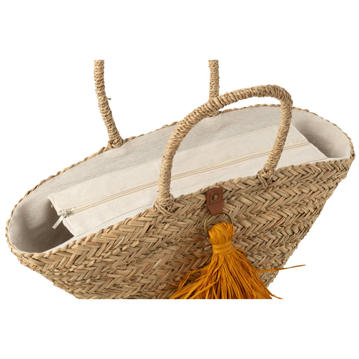 Kwasten Strandtas zeegras/raffia oker