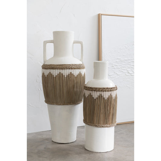Motief Vaas terracotta/gras - wit/naturel