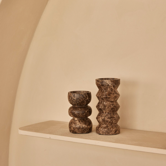 Ruit Kaarshouder dark emperador H20x9cm