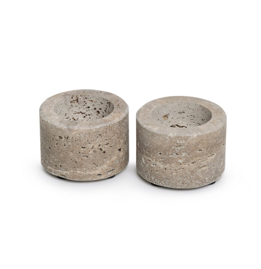 Titanium travertine waxinelichthouder S Ø6x4cm