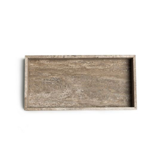 Marmer Dienblad met rand titanium travertine 40x20x5cm