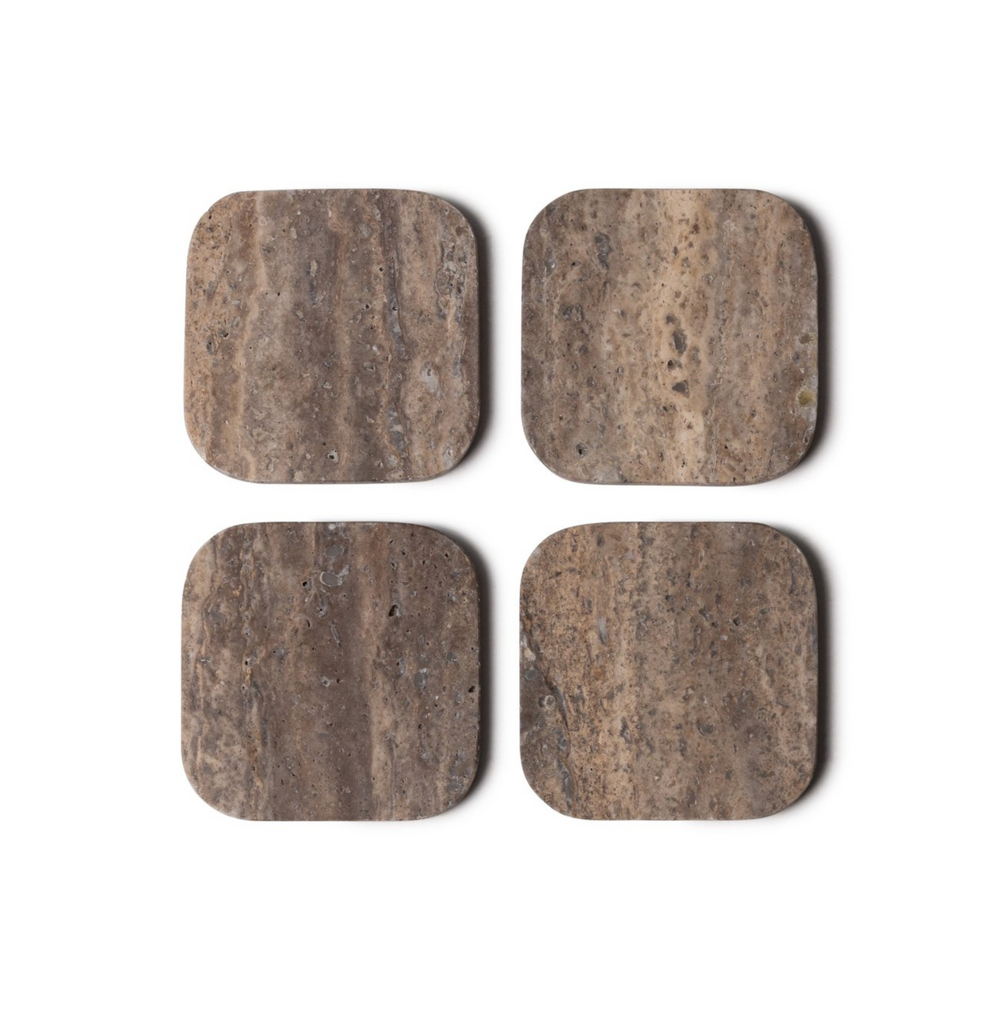 Titanium travertine onderzetter - set van 4 stuks