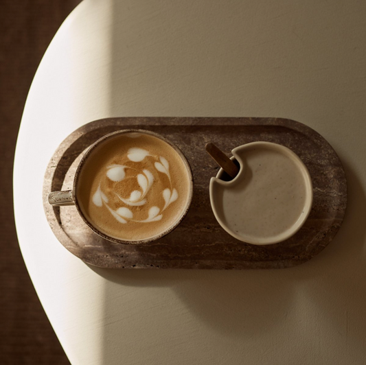 Titanium Dienblad travertine ovaal 30x15cm